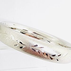 Sterling Etched Bangle Brushed Silver Bracelet